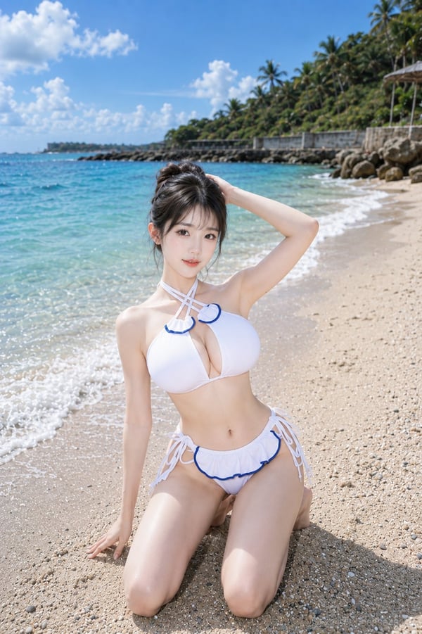水边的蓝边比基尼 图 1