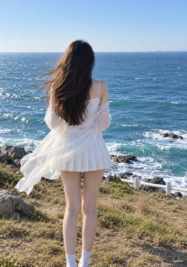 海风背影·薄纱白裙 图 1