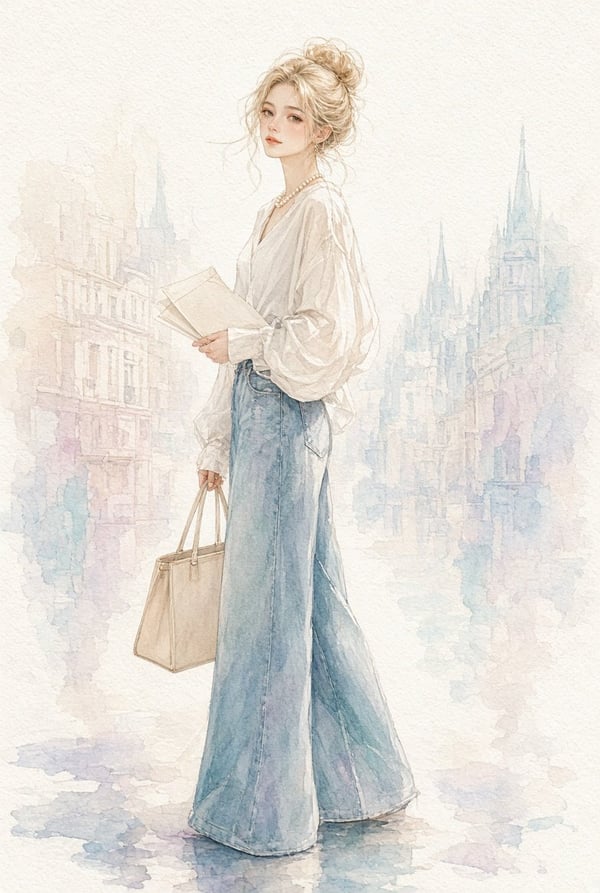水彩都市摩登女子 图 2