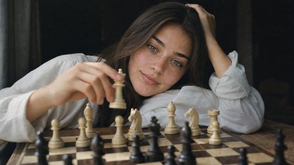 棋盘旁沉思人像 图 1