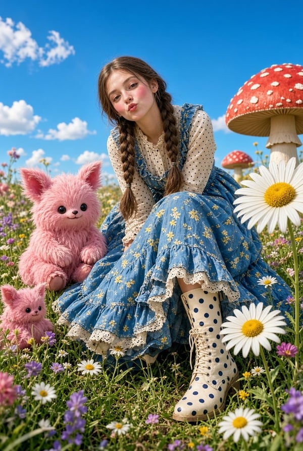 童话花田蓝裙少女 图 2