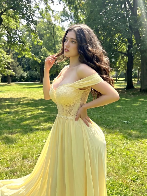 黄裙草坪少女 图 2