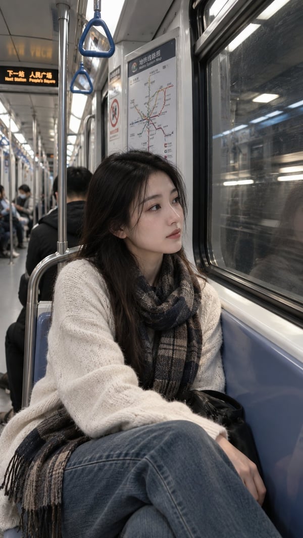 深夜地铁车窗少女 图 2