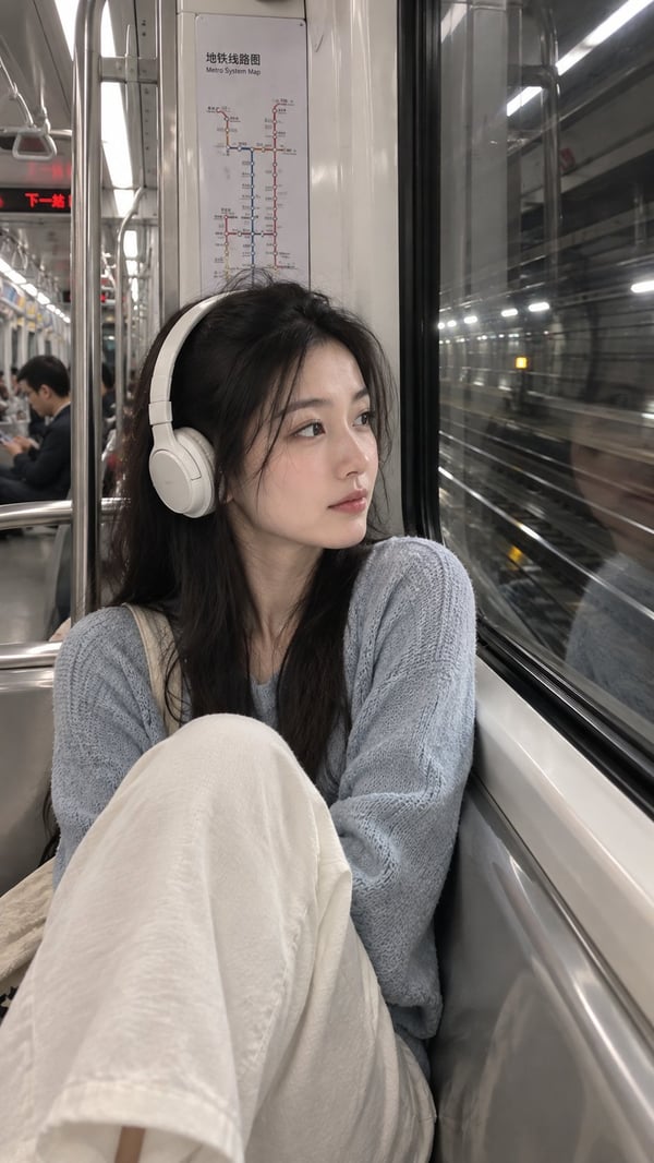 深夜地铁车窗少女 图 3