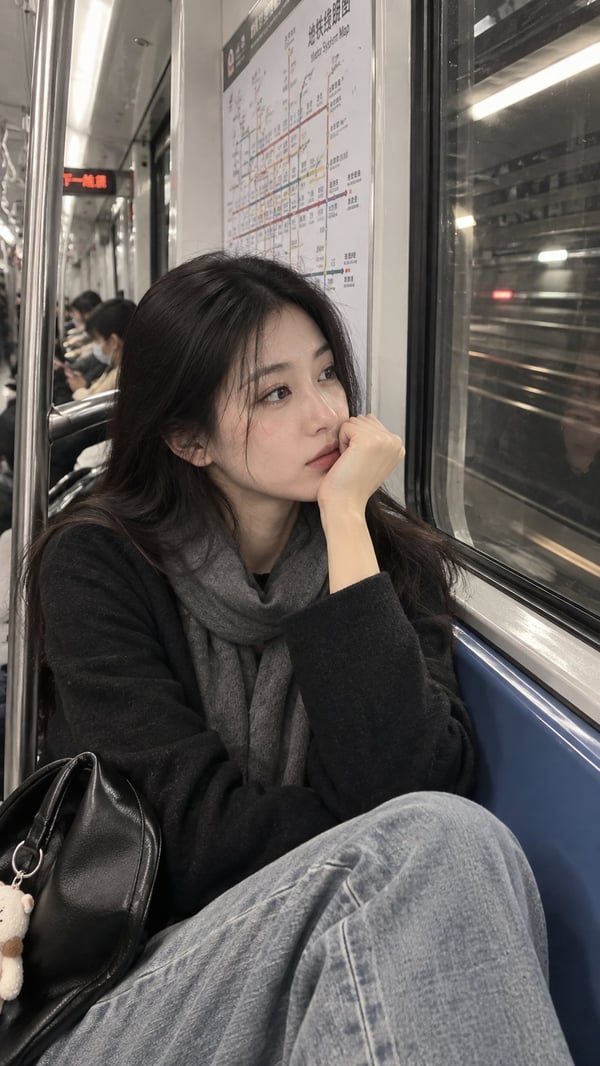 深夜地铁车窗少女 图 4