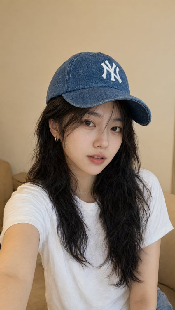 棒球帽少女自拍 图 1