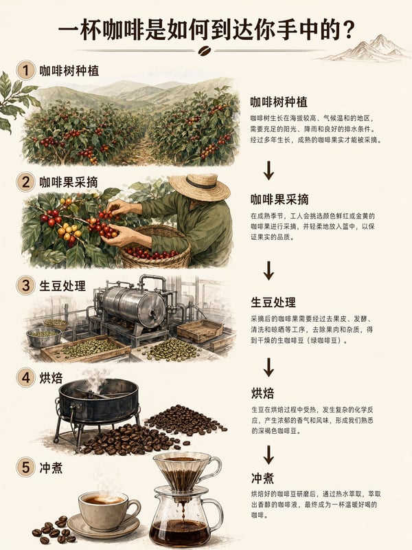 咖啡旅程·五步信息图 图 1