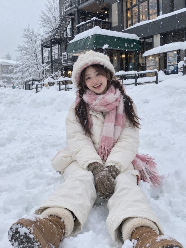 雪堆冬日双辫旅拍 图 2
