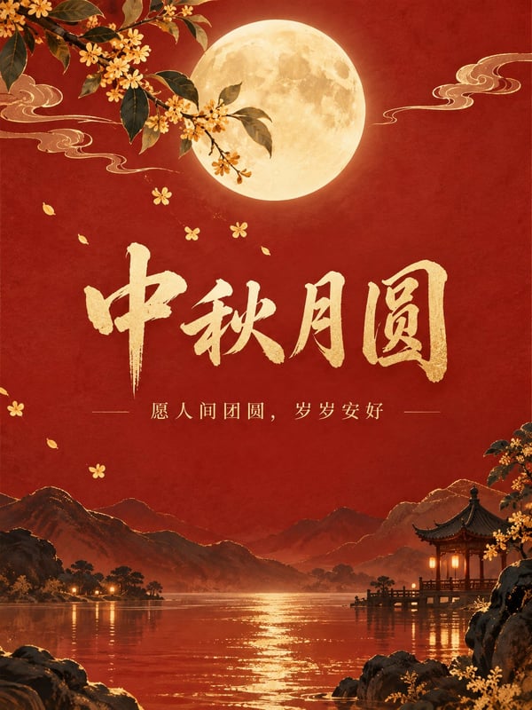 中秋月圆·新中式海报 图 1