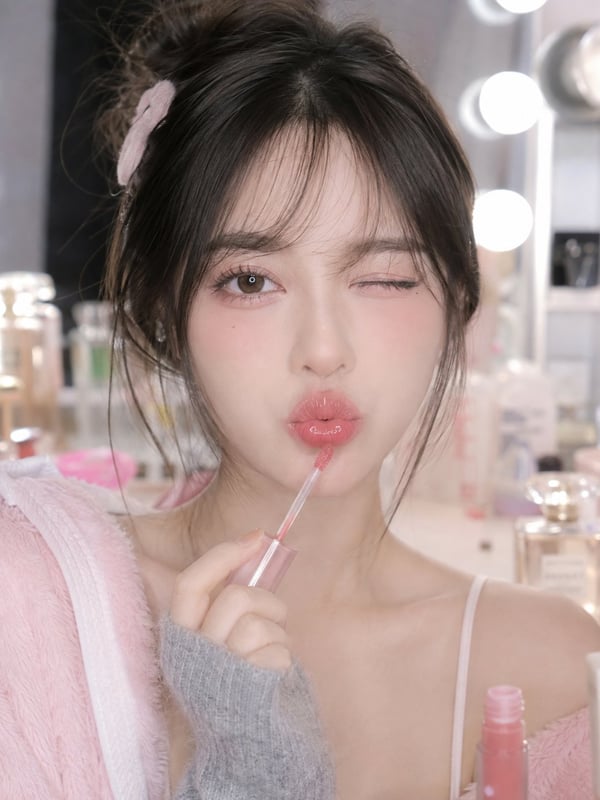 珊瑚玻璃唇美妆 图 2