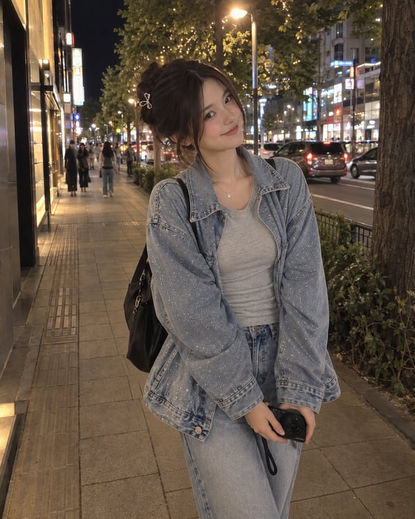 夜色街拍·丹宁少女 图 1