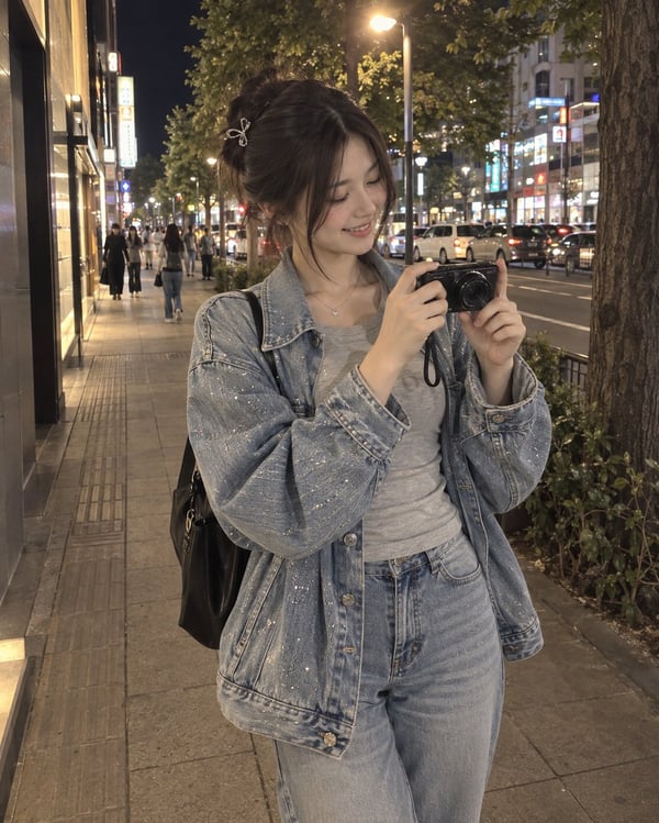 夜色街拍·丹宁少女 图 2