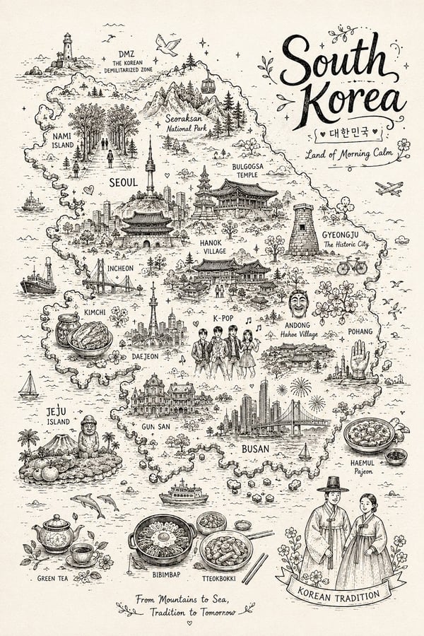 手绘涂鸦旅行地图 图 2