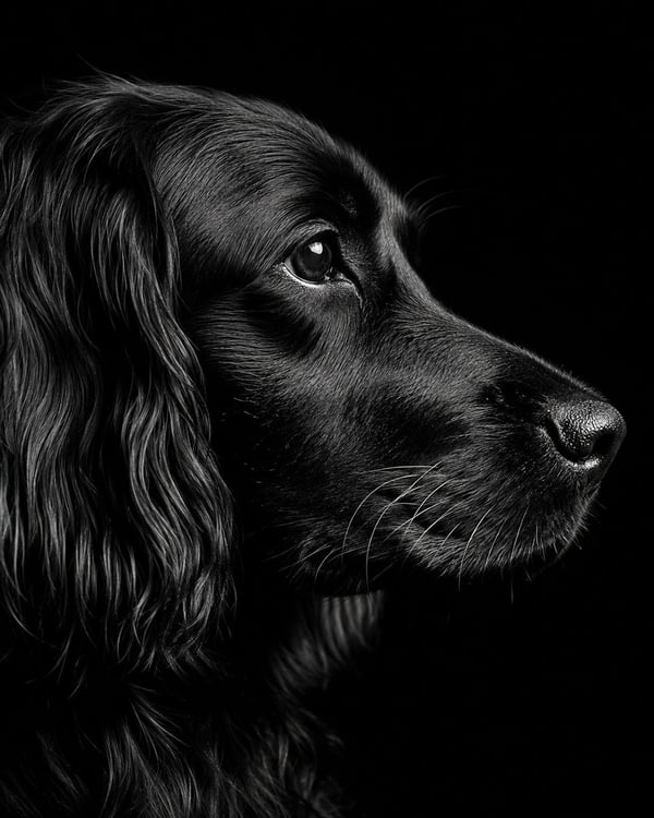 聚光灯下的黑犬侧影 图 1